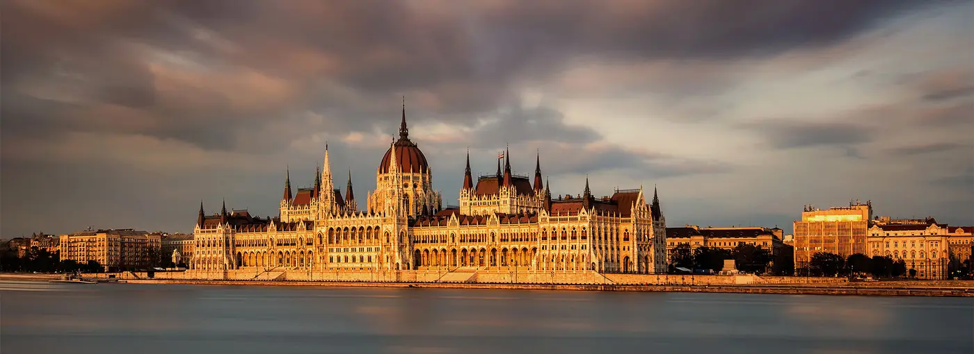 The Hungarian Parliament building on the Danube in Budapest